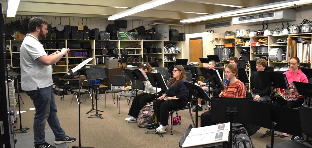 students at rehearsal