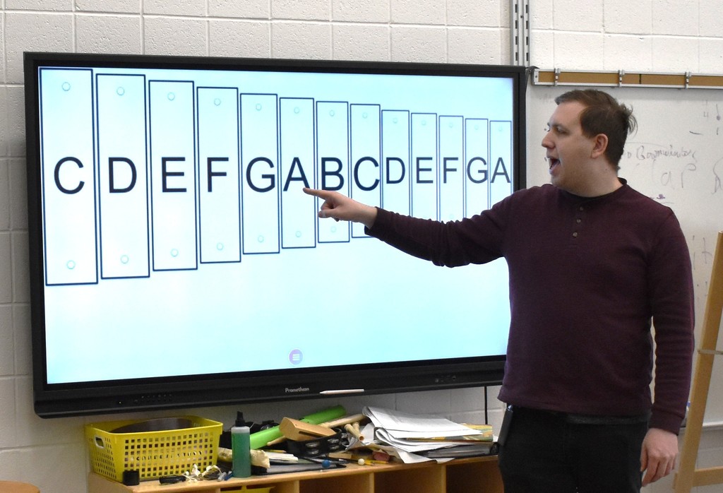 students in music class