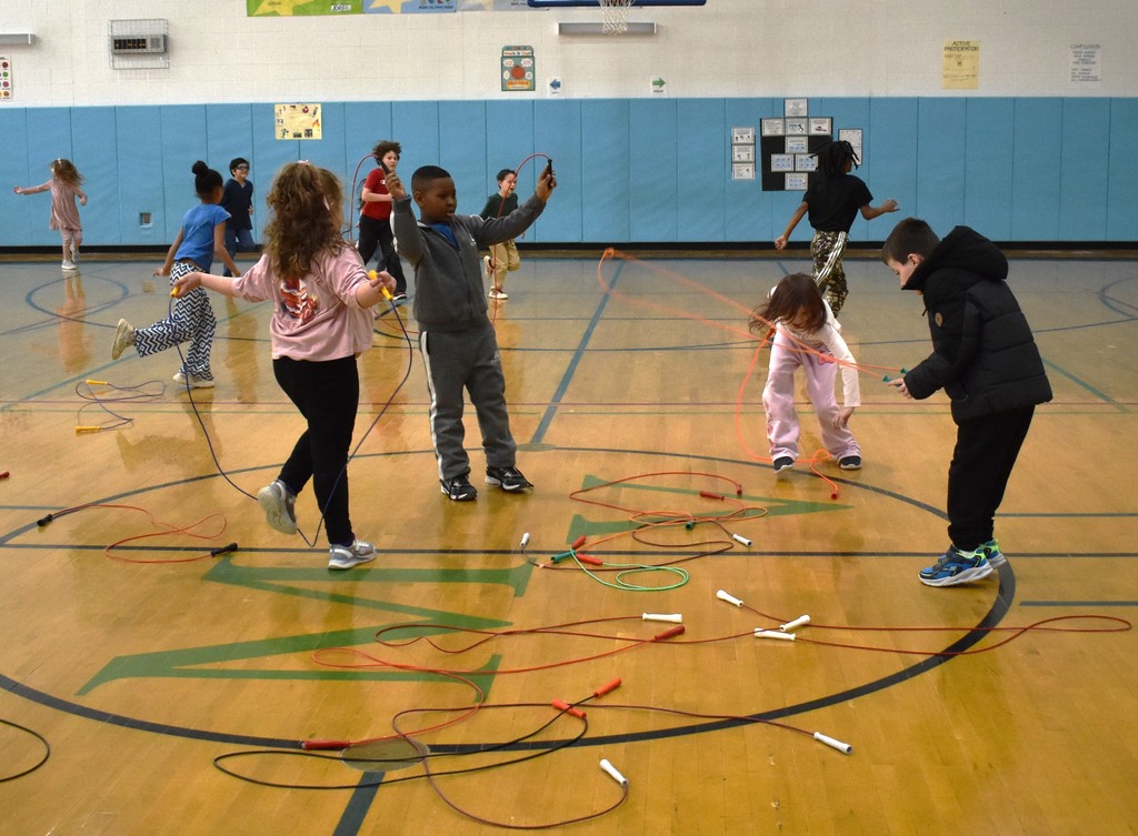 students in PE class