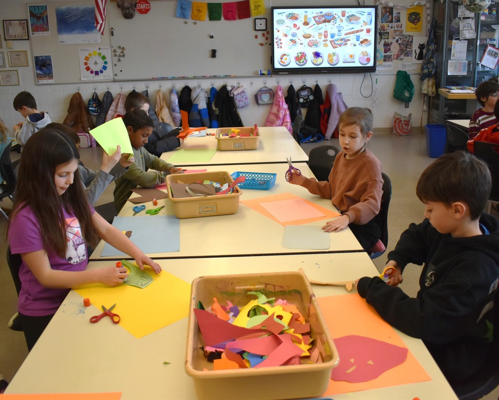 students in art class