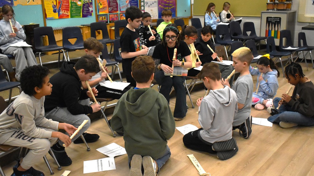 students playing recorder