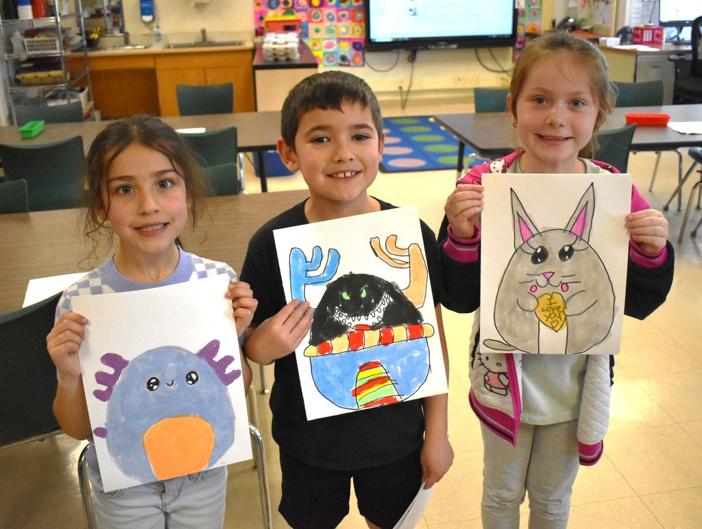 student with art work