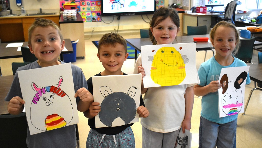 students with artwork