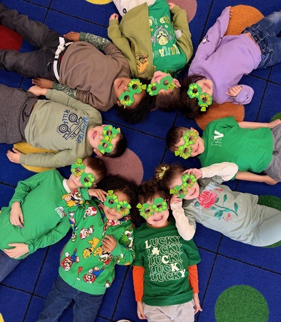 students with shamrocks