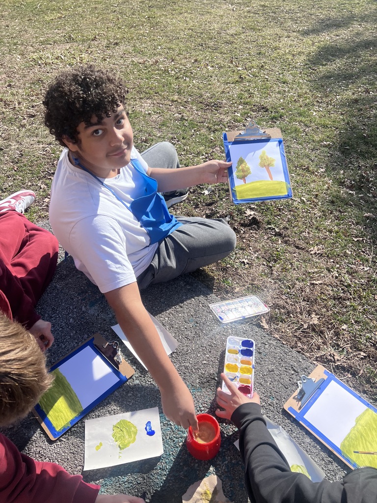 art students with supplies