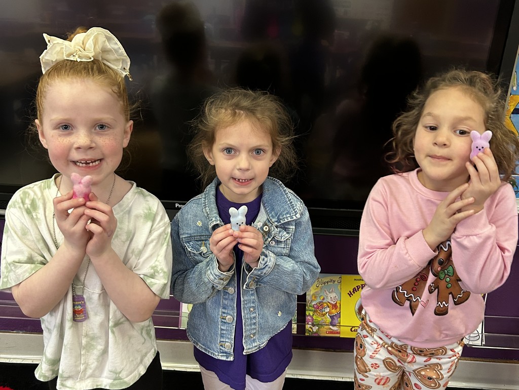 students with  Peeps