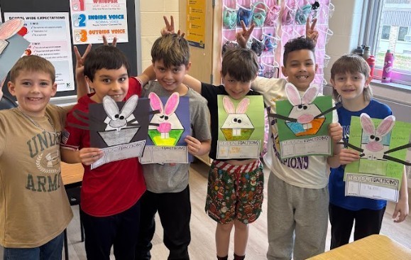 students with bunny art