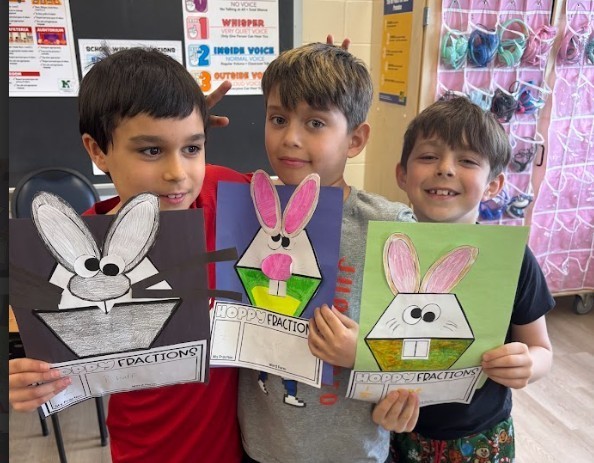 students with bunny art