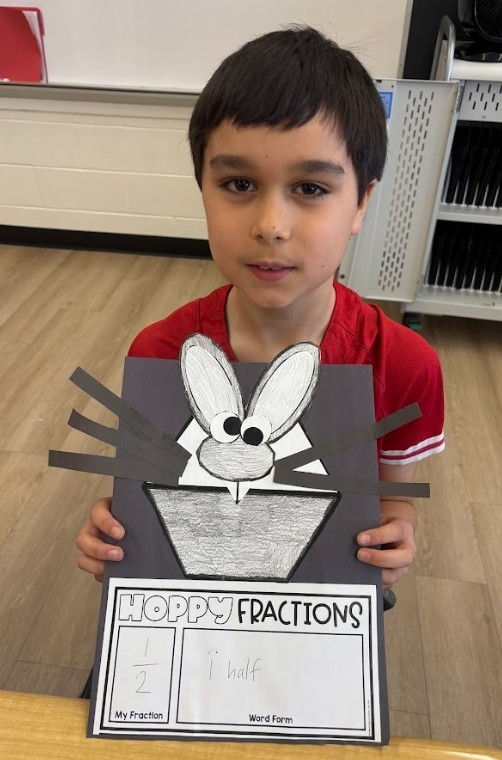 student with bunny art