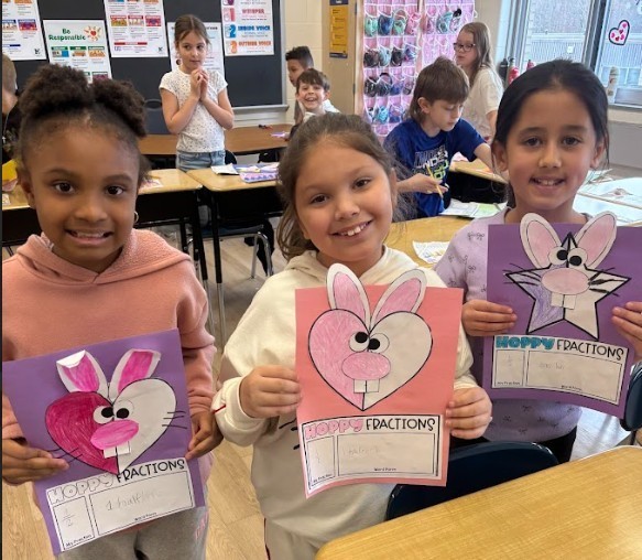 students with bunny art