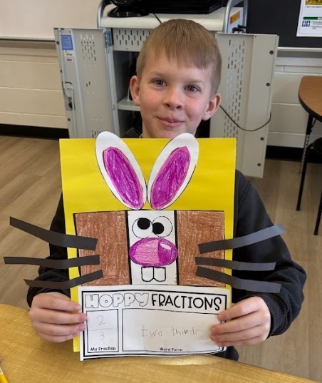 student with bunny art