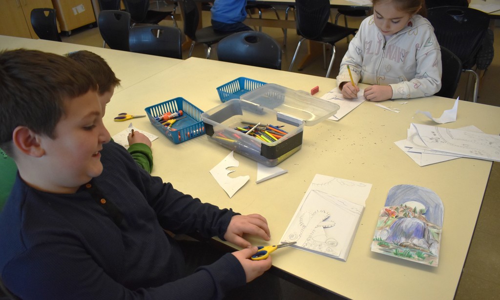 student in art class