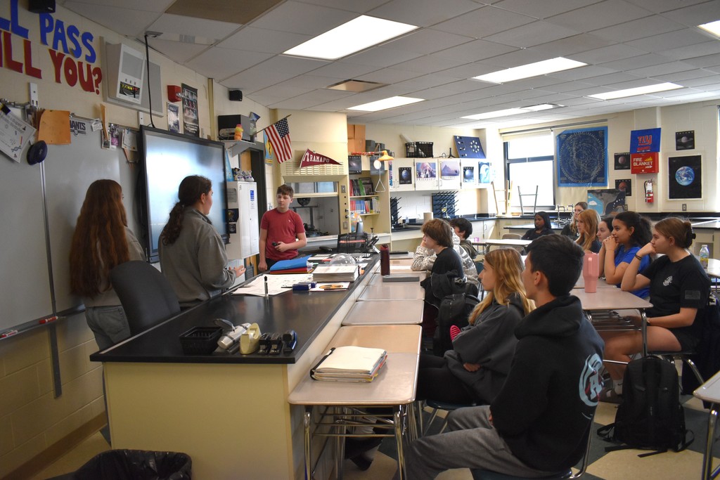 students in science class