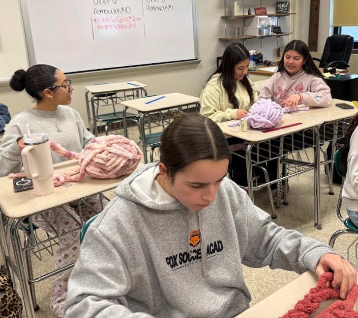 students making scarves