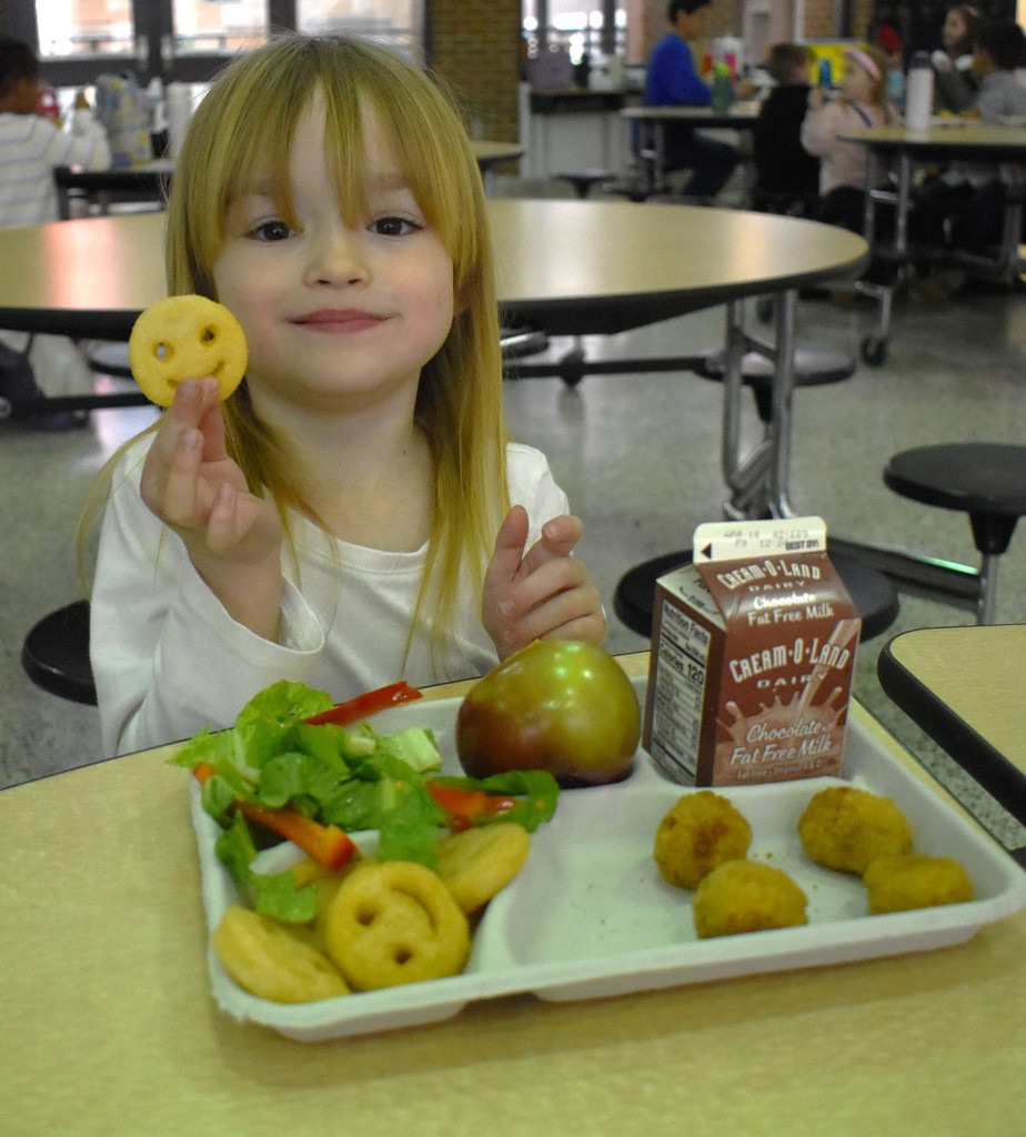 student in cafeteria