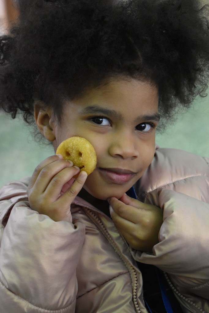 student in cafeteria