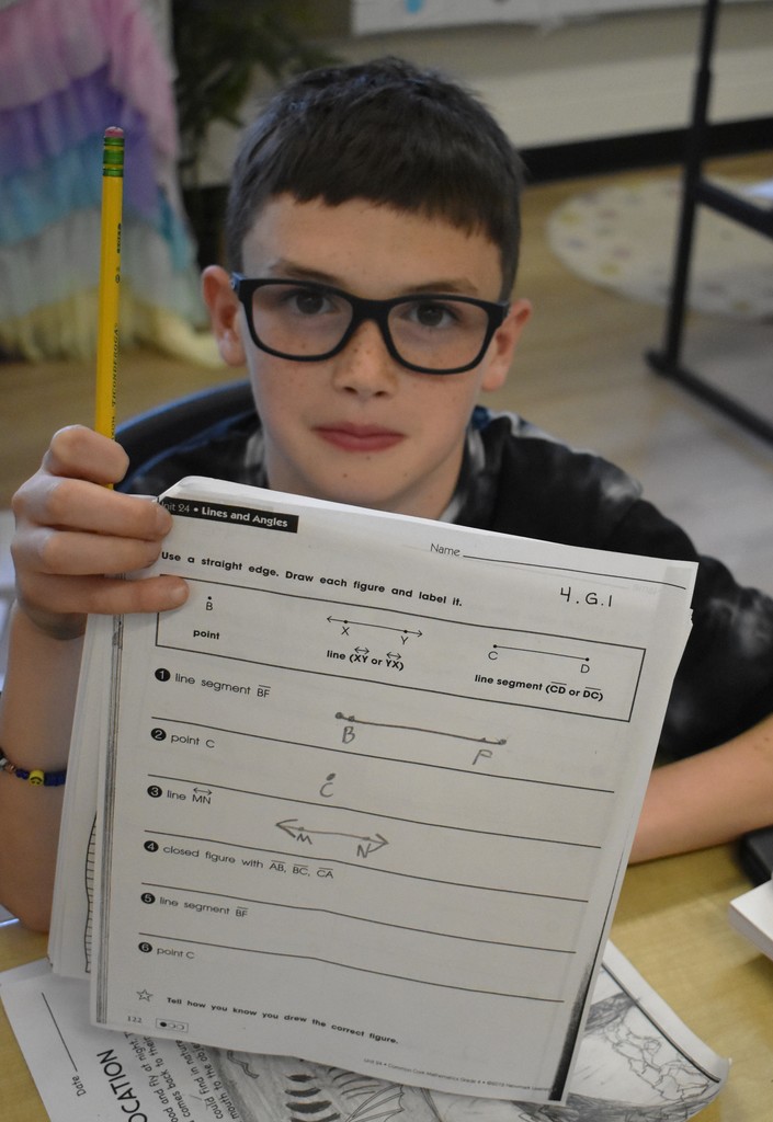 student in math class