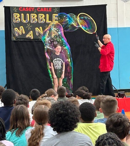 students and bubbles