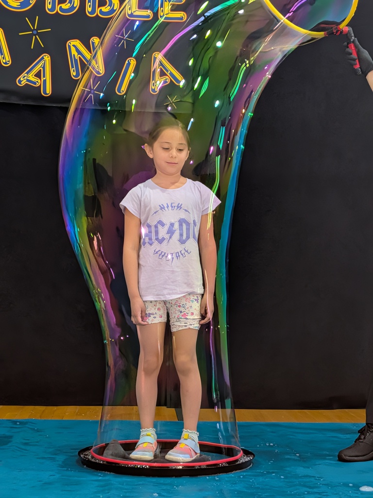 student and bubbles