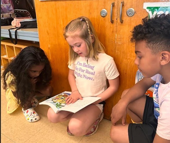 students reading