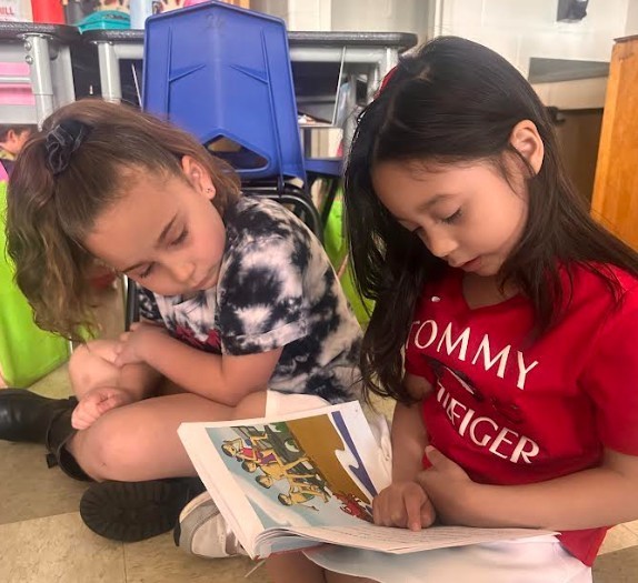 students reading