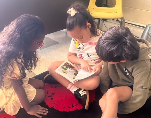 students reading