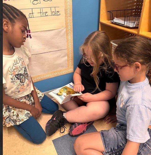 students reading