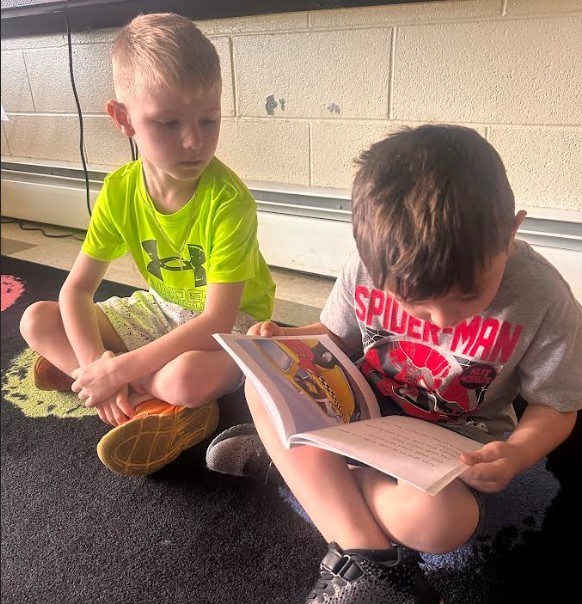 students reading
