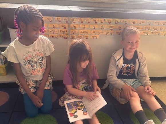 students reading