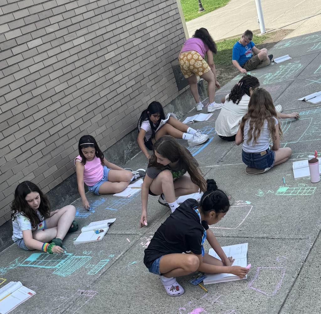 students with chalk