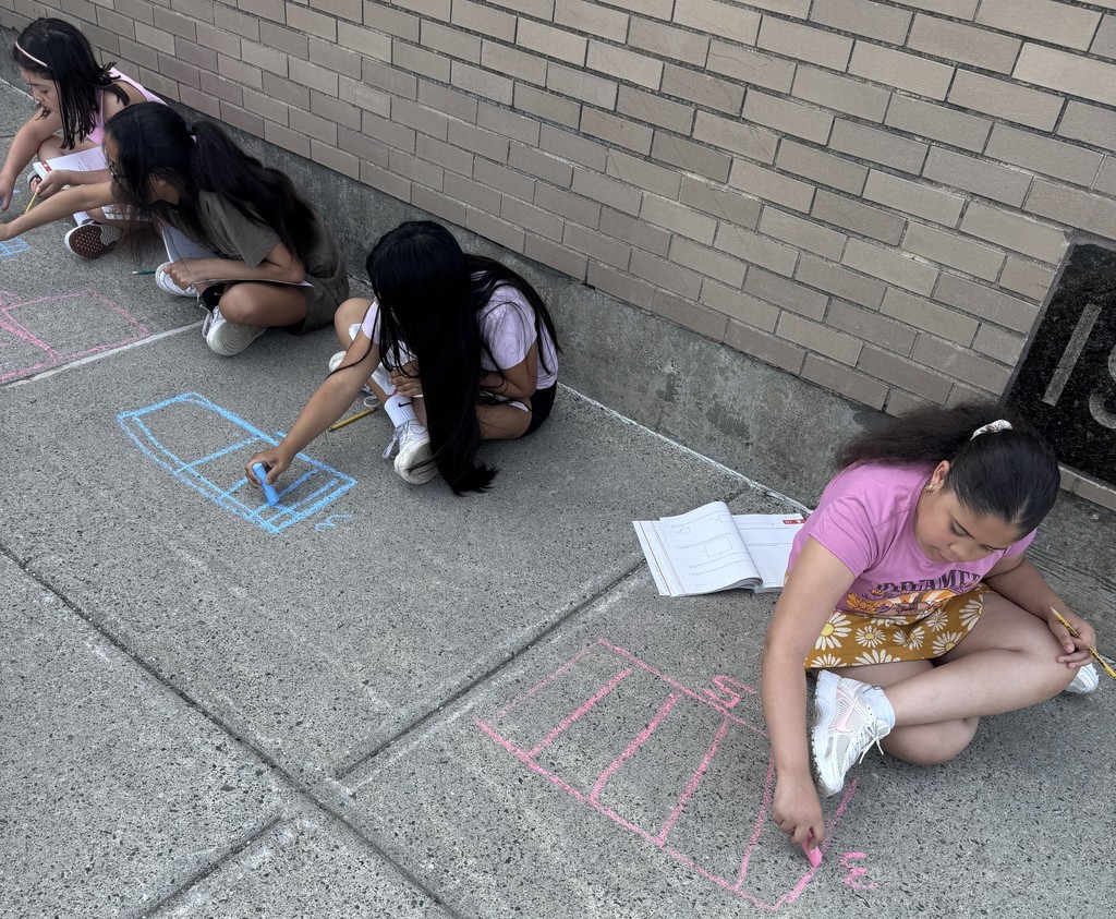 students with chalk