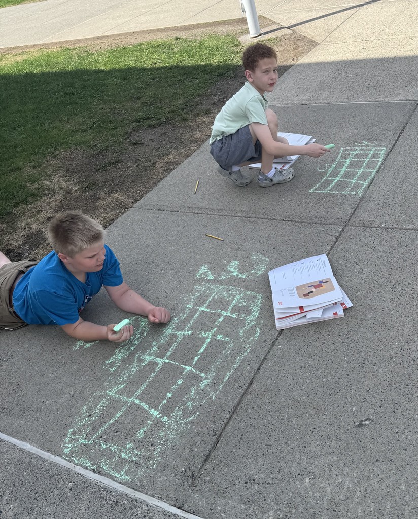 students with chalk