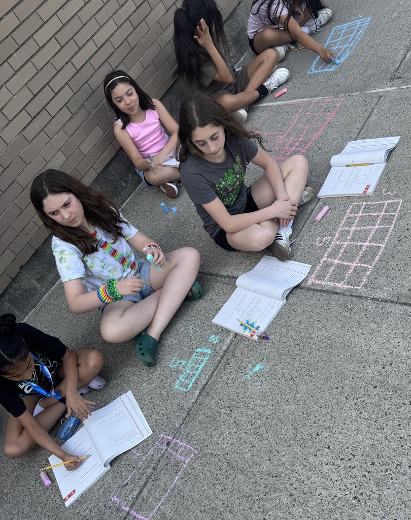 students with chalk