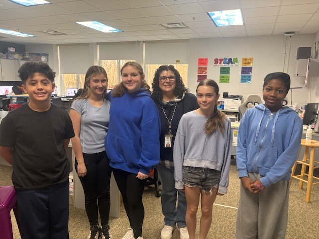 students in blue