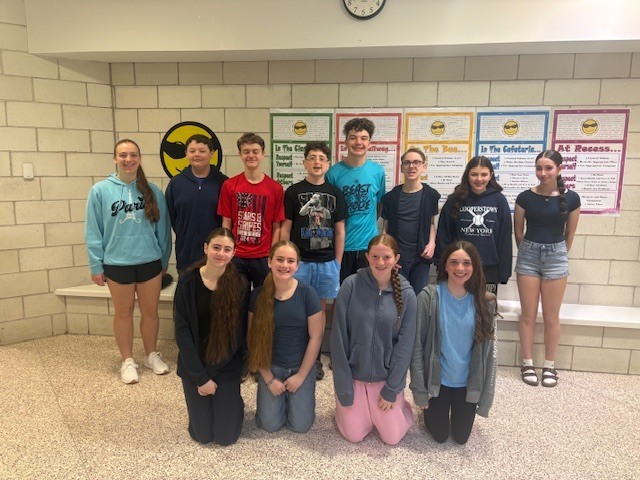 students in blue
