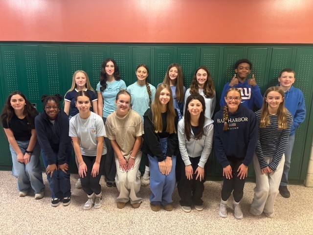 students in blue