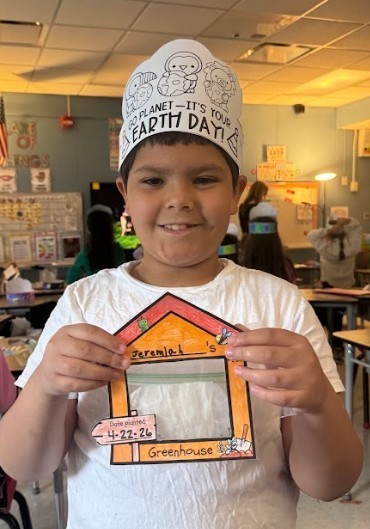 student with artwork