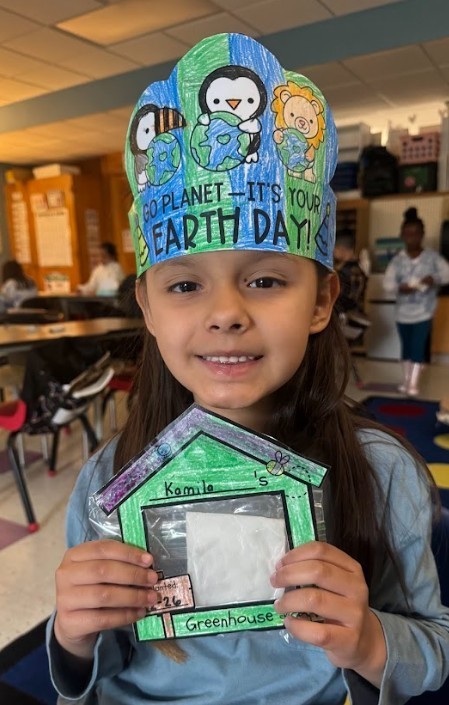 student with artwork