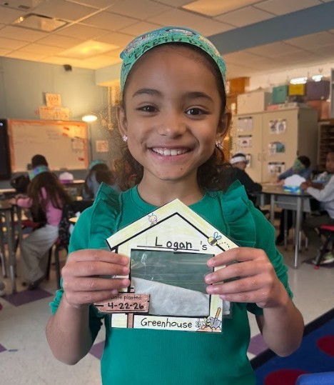 student with artwork