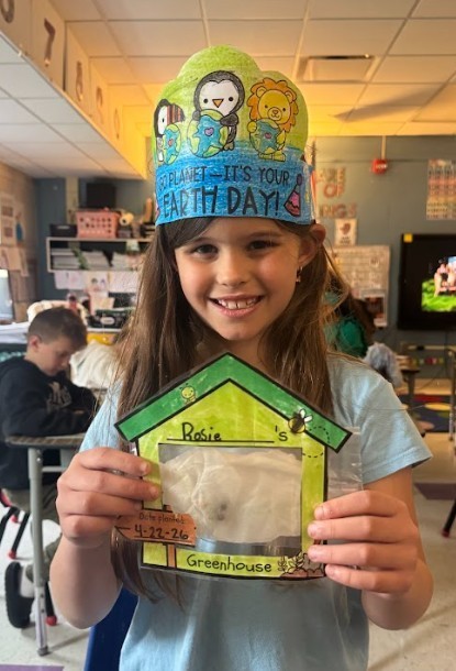 student with artwork