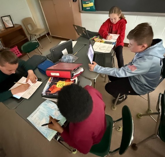 students with artwork