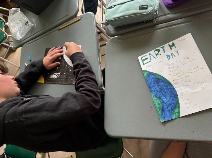 students with artwork