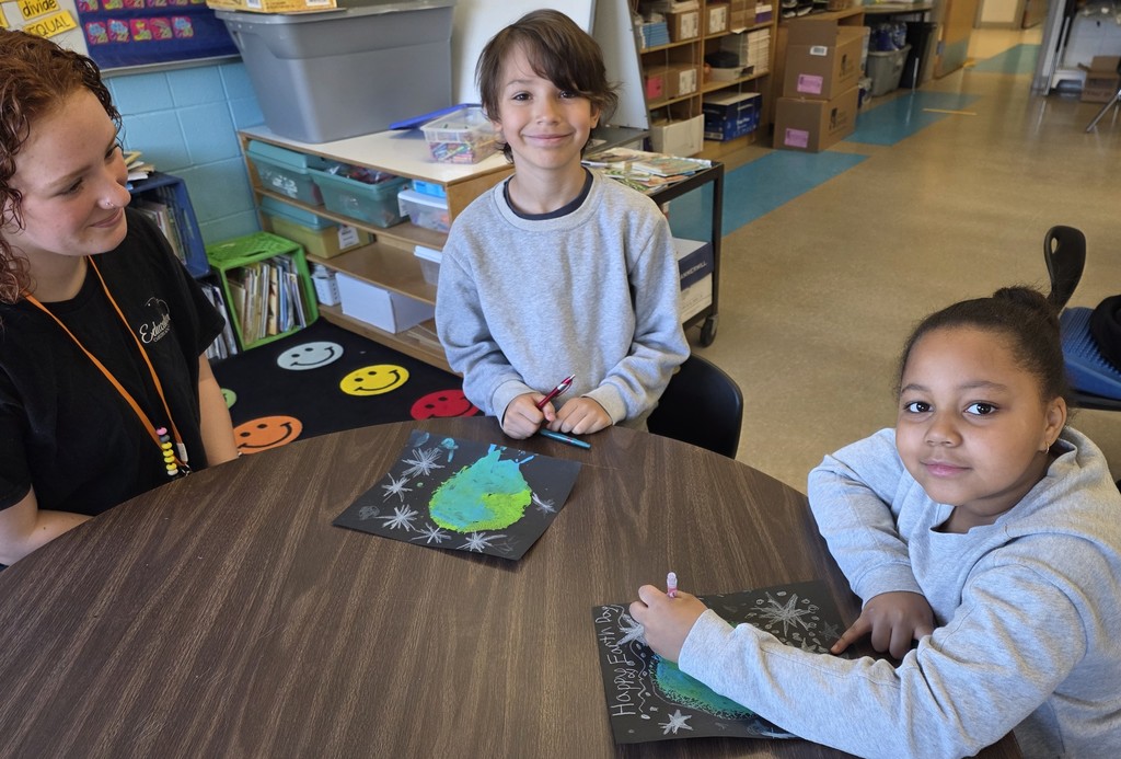 students with artwork