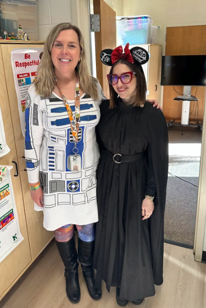 two teachers in star war outfits