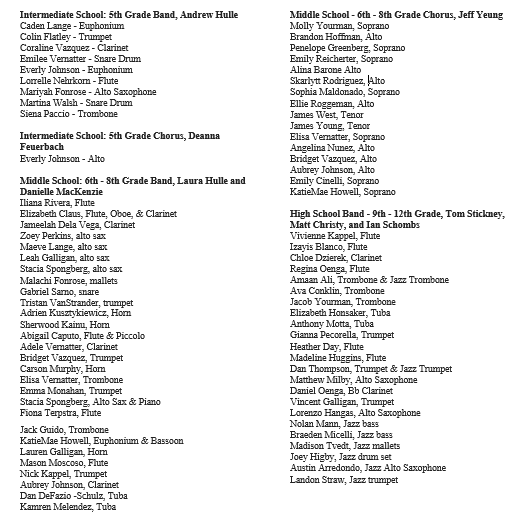 names of students