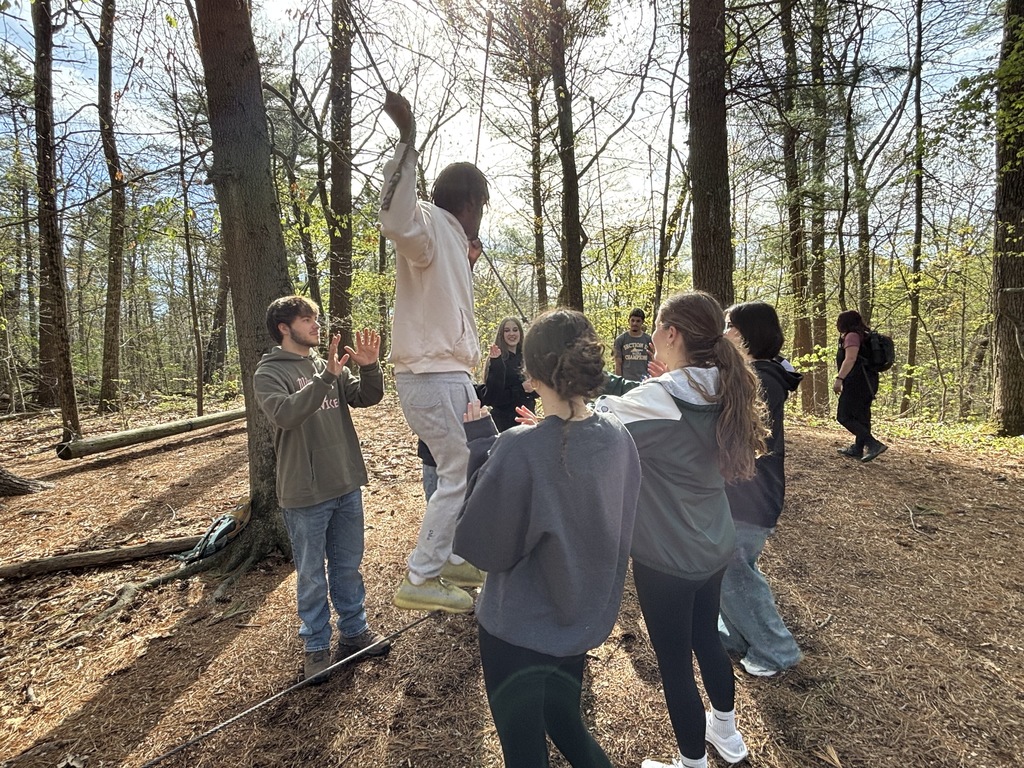 students in the woods