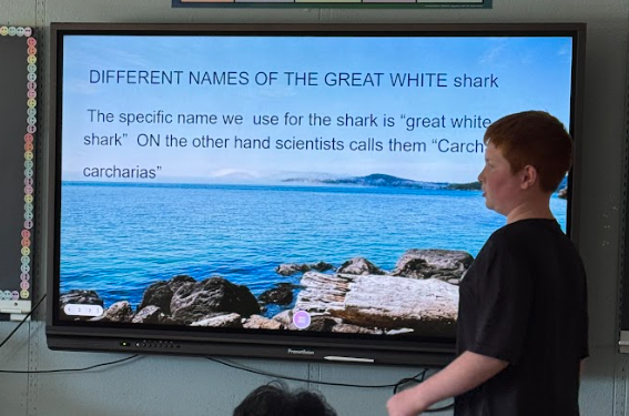student with presentation