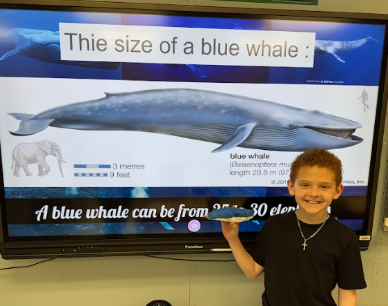 student with presentation