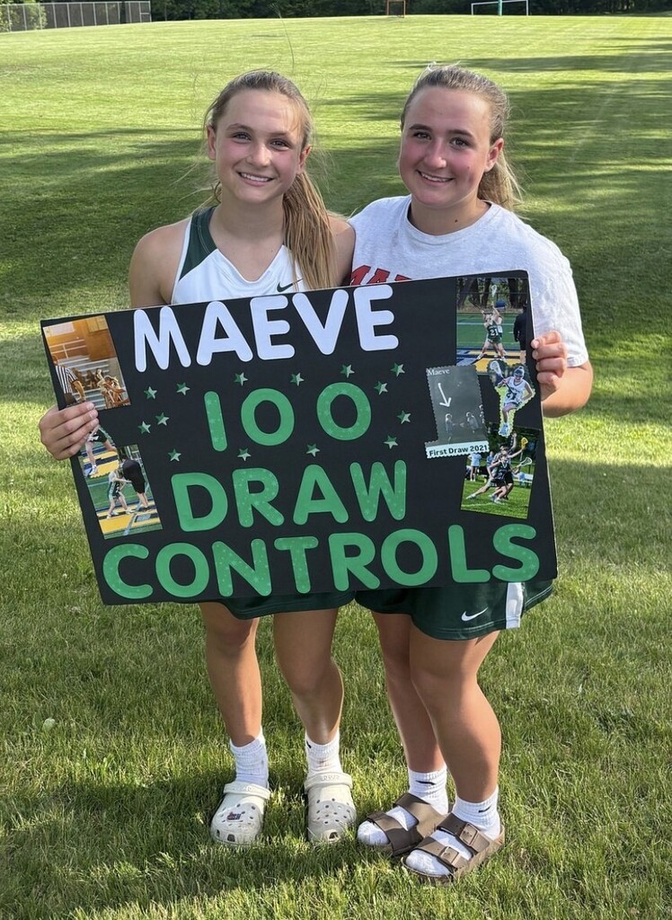 lacrosse girls with poster