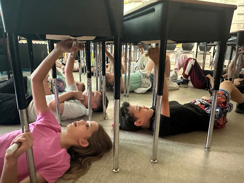 students painting
